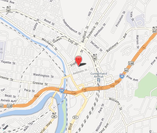 Location Map: 33 N Centre Street Cumberland, MD 21502