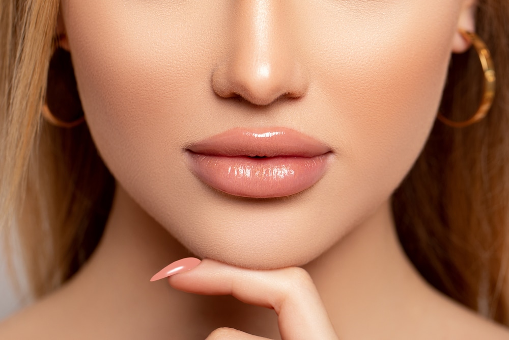 A cropped shot of a woman’s lips after receiving lip fillers in Alexandria